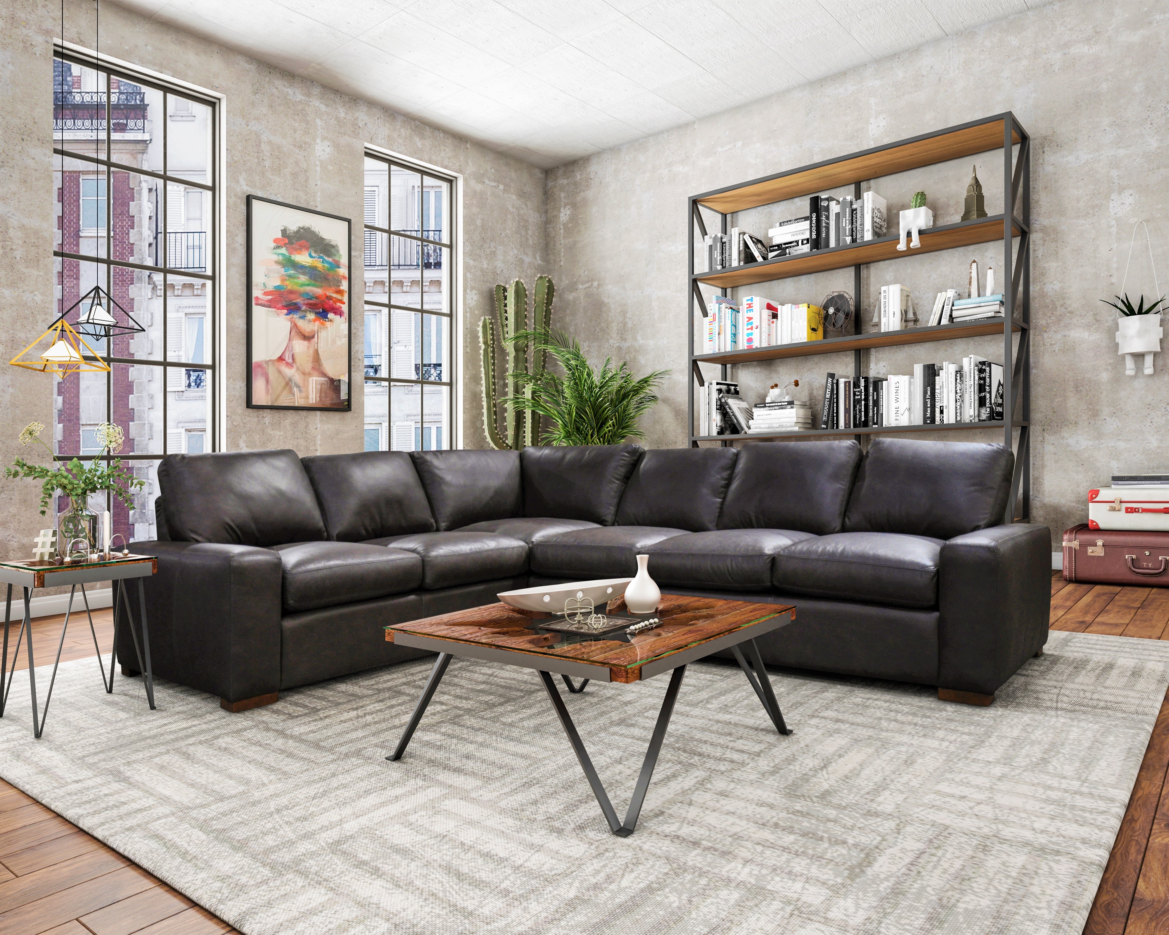Meridian Sectional_Denver Dark Brown Manzoni 32 Sofa